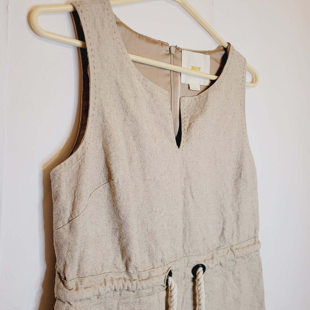 Anthropologie Maeve linen drawstring waist sheath dress Size 0 Coastal Organic - Picture 4 of 11